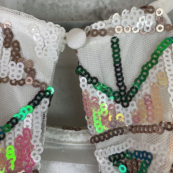 New Multicolor Sequins Dress Key Hole Back Size Small - Picture 8 of 11